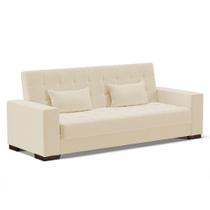 Sofá Cama 02 Lugares Lisboa Linho Bege A19 Pés de Plástico