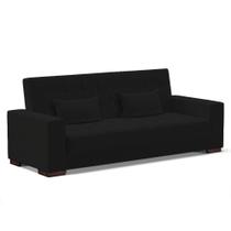 Sofá Cama 02 Lugares Lisboa Linho Preto A79 Pés de Plástico