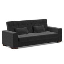 Sofá Cama 02 Lugares Lisboa Suede Pés De Madeira Cor Preto Sofá Cama 02 Lugares Lisboa Suede Pés De Madeira Cor Preto