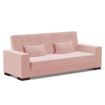 Sofá Cama 02 Lugares Lisboa Veludo - D'Rossi Cor Rose Sofá Cama 02 Lugares Lisboa Veludo - D'Rossi Cor Rose