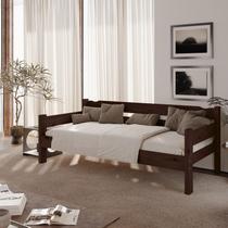 Sofá Cama 03 Lugares Madeira Maciça Reforçada Nemargi Castanho