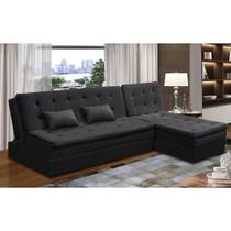 Sofá Cama 1 e 2 Lugares Natalia Suede Preto Madelina Decor