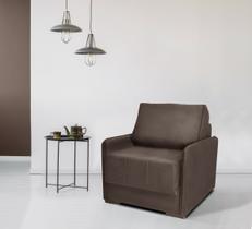 Sofá Cama 100cm Retrátil Reclinável Veludo Marrom Isis Pés Madeira