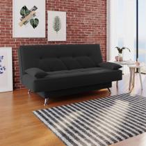Sofá Cama 1,80m Fabiane Suede Preto Madelina Decor Sofá Cama 1,80m Fabiane Suede Preto Madelina Decor