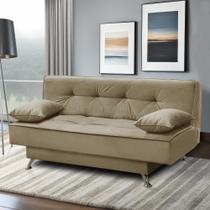 sofá cama 1,80m Flor Suede Bege Adonai Estofados