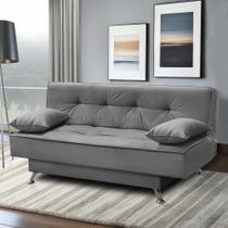 sofá cama 1,80m Flor Suede Cinza Adonai Estofados