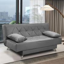 sofá cama 1,80m Isa Suede Cinza Adonai Estofados
