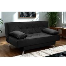 sofá cama 1,80m Istambul Suede Preto Mirra Decor