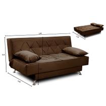 sofá cama 1,80m Lara Suede Marrom Kaleo Decor