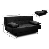 sofá cama 1,80m Lara Suede Preto Kaleo Decor sofá cama 1,80m Lara Suede Preto Kaleo Decor