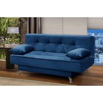 sofá cama 1,80m Pietra Suede Azul Kaleo Decor sofá cama 1,80m Pietra Suede Azul Kaleo Decor