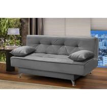 sofá cama 1,80m Pietra Suede Cinza Kaleo Decor sofá cama 1,80m Pietra Suede Cinza Kaleo Decor