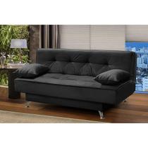 sofá cama 1,80m Pietra Suede Preto Kaleo Decor