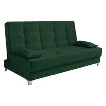 Sofá Cama 193 Cm Veludo Pés Plástico Cromado Verde Militar Sofá Cama 193 Cm Veludo Pés Plástico Cromado Verde Militar