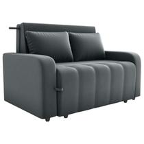 Sofa Cama 2 Lugares 138 cm Amora New Veludo E425 Cinza Milani Store Sofa Cama 2 Lugares 138 cm Amora New Veludo E425 Cinza Milani Store