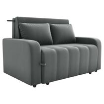 Sofa Cama 2 Lugares 138 cm Amora Veludo Maserati Chumbo Milani Store
