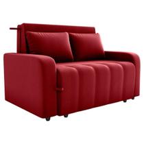 Sofa Cama 2 Lugares 138 Cm Amora Veludo Maserati Milani Store Vermelho