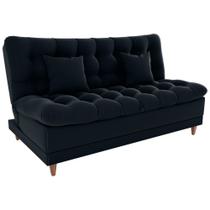 Sofa Cama 2 Lugares 185 Cm Duda Veludo Inca E451 Milani Store Preto