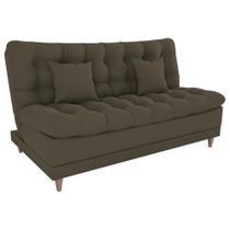 Sofa Cama 2 Lugares 185 Cm Duda Veludo Light B256 Milani Store Marrom Claro