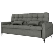 Sofa Cama 2 Lugares 200cm Pillar Linho Vancouver E484 Milani Store Chumbo