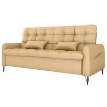 Sofa Cama 2 Lugares 200cm Pillar Linho Vancouver E486 Milani Store Palha