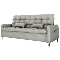 Sofa Cama 2 Lugares 200cm Pillar Linho Vancouver E487 Milani Store Cinza