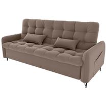 Sofa Cama 2 Lugares 200cm Pillar Veludo E400 Marrom Claro Milani Store Marrom Claro