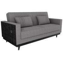 Sofa Cama 2 Lugares 203 cm Boucle Cinza material sintético Preto Milani Store