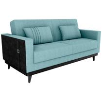 Sofa Cama 2 Lugares 203 Cm Boucle material sintético Preto Milani Store Azul