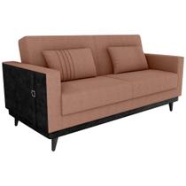 Sofa Cama 2 Lugares 203 Cm Boucle material sintético Preto Milani Store Marrom