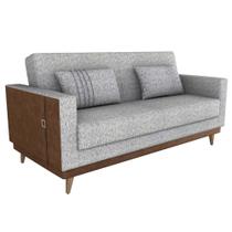 Sofa Cama 2 Lugares 203 Cm Linho Plano Milenum material sintético Whisk Milani Store Palha