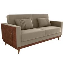 Sofa Cama 2 Lugares 203 cm Veludo Maserati material sintético Marrom Claro Whisk Milani Store
