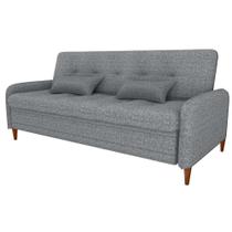 Sofa Cama 2 Lugares 206 Cm Donna Linho Vancouver E487 Cinza Milani Store Cinza