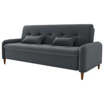 Sofa Cama 2 Lugares 206cm Donna Veludo E425 Cinza Milani Store