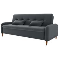 Sofa Cama 2 Lugares 206cm Donna Veludo E425 Milani Store Cinza