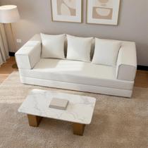 Sofá Cama 2 Lugares 3 em 1 Loop Bouclê Bege Keiko Sofá Cama 2 Lugares 3 em 1 Loop Bouclê Bege Keiko