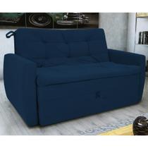 Sofá Cama 2 Lugares Bray Suede Azul