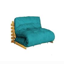 Sofá-Cama 2 Lugares Casal Futon Marina Suede Azul - Mundo Móveis