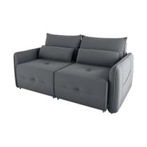 Sofá Cama 2 Lugares Com Almofadas 205cm Celine Matrix Veludo Cinza