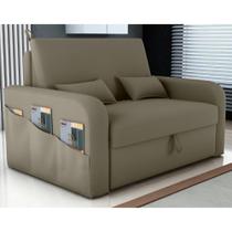 Sofá Cama 2 Lugares com Baú Bannow Veludo Cappuccino Sofá Cama 2 Lugares com Baú Bannow Veludo Cappuccino