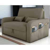 Sofá Cama 2 Lugares com Baú Hiram Veludo Cappuccino Sofá Cama 2 Lugares com Baú Hiram Veludo Cappuccino