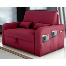 Sofá Cama 2 Lugares com Baú Hiram Veludo Vinho Sofá Cama 2 Lugares com Baú Hiram Veludo Vinho
