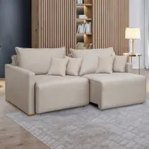 Sofá Cama 2 Lugares Júlia Retrátil e Reclinável Veludo/Bege Claro - Celflex