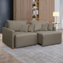 Sofá Cama 2 Lugares Júlia Retrátil e Reclinável Veludo/Bege Escuro - Celflex