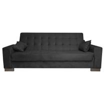 Sofá Cama 2 Lugares para Sala de Estar Lisboa Suede Preto - D'Rossi