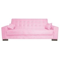 Sofá Cama 2 Lugares para Sala de Estar Lisboa Suede Rosa Bebê - D'Rossi