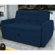Sofá Cama 2 Lugares Piers Suede Azul