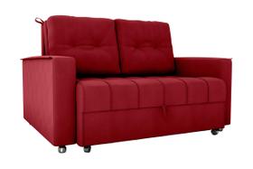 Sofa cama 2 lugares Reclinavel Drika Veludo Vermelho 404