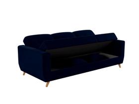 Sofá Cama 2 Lugares Reclinável e Baú Pamela Azul Matrix
