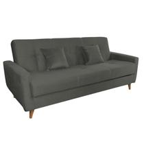 Sofá Cama 2 Lugares Reclinável e Baú Pamela Cinza Matrix